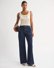 Linen-Blend Curve Love High Rise Wide Leg Jean