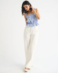 Lace-Trim Cinched Button-Through Cami