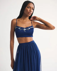 Bra-Free Embroidered Set Top