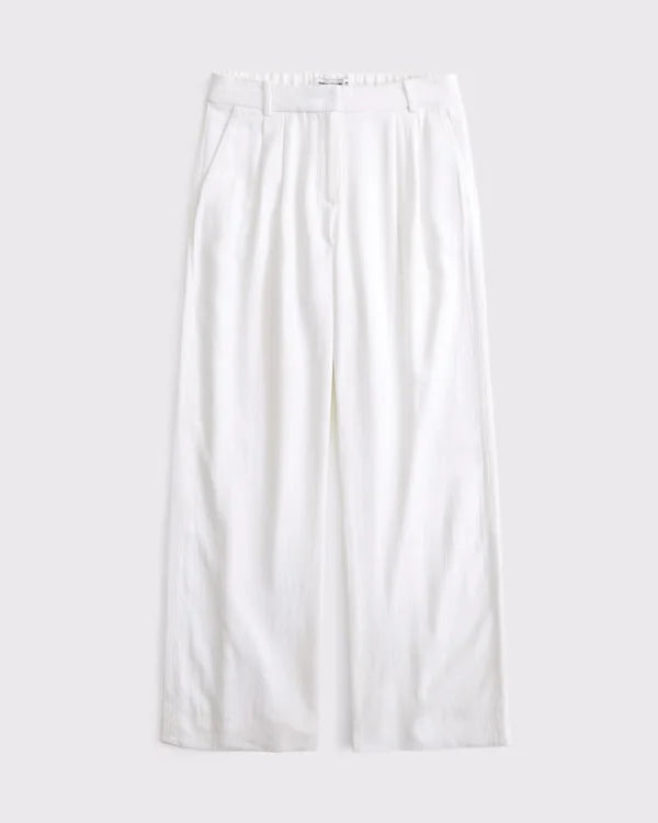 A&F Sloane Low Rise Linen-Blend Tailored Wide Leg Pant