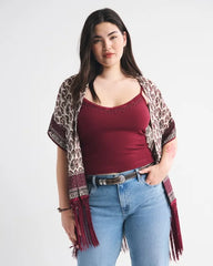 Embroidered Fringe Shawl
