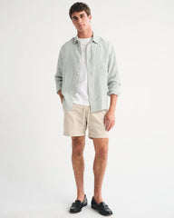 Linen-Blend Denim Pull-On Short