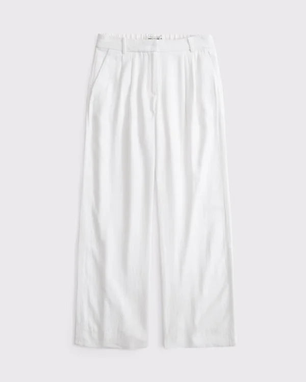 Curve Love A&F Sloane Low Rise Linen-Blend Tailored Wide Leg Pant