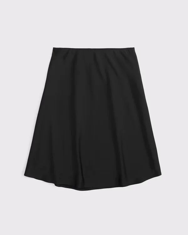 High Rise Satin Midi Skirt