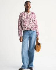 Collarless Quilted Jacket