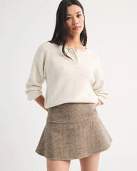 Drop Waist Wool-Blend Mini Skort