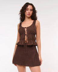 Ruched Tie-Front Top