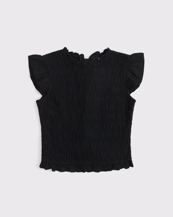 Tie-Back Smocked Linen-Blend Top