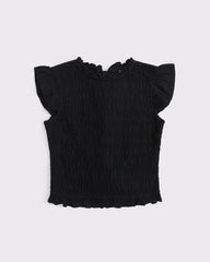 Tie-Back Smocked Linen-Blend Top
