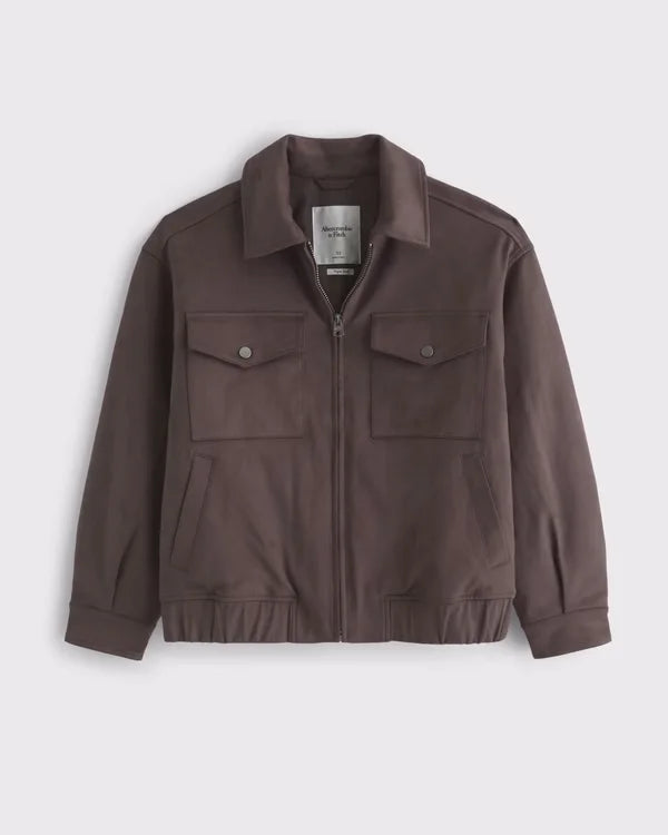 Vegan Suede Bomber Jacket