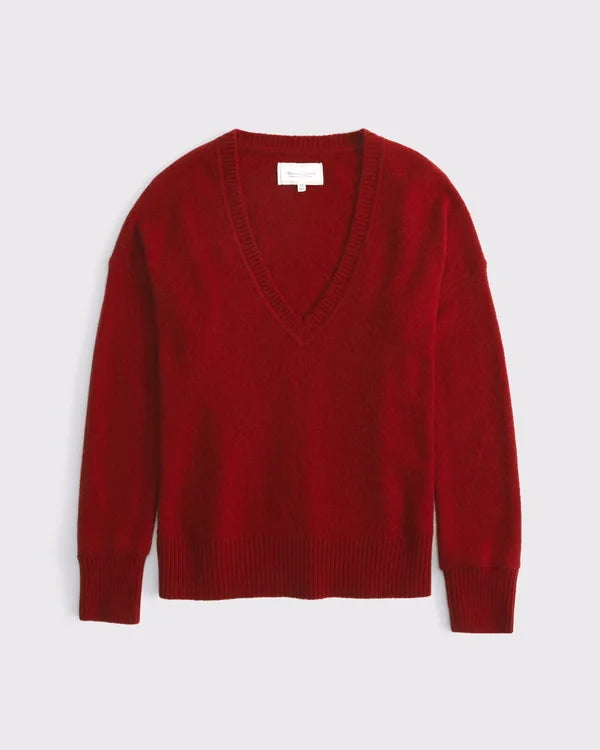 Merino Wool-Blend V-Neck Sweater
