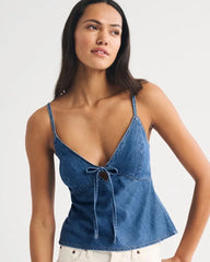 A&F Bella Bra-Free Chambray Tie-Front Cami