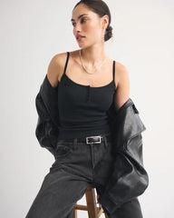 Bra-Free Rib Henley Tank