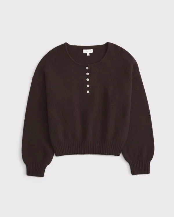 Merino-Wool Blend Henley Sweater