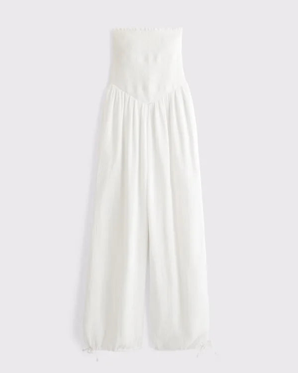 A&F Sydney Smocked Strapless Balloon Leg Jumpsuit
