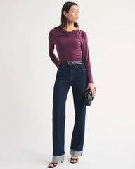 Bra-Free Long-Sleeve Cowl Back Top