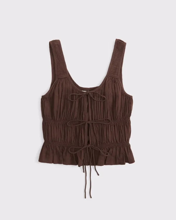 Ruched Tie-Front Top
