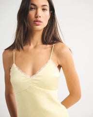 Bra-Free Lace-Trim Slip Midi Dress