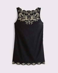 Embroidered High-Neck Mini Dress