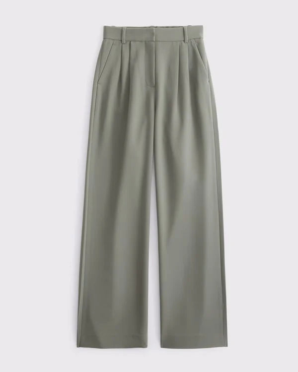 A&F Sloane Tailored Hardware Wide Leg Pant