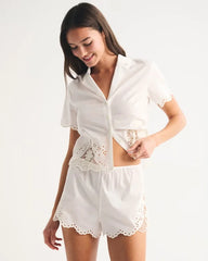 Embroidered Cutwork Sleep Short