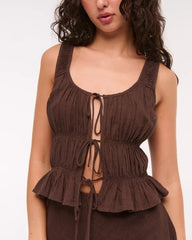 Ruched Tie-Front Top