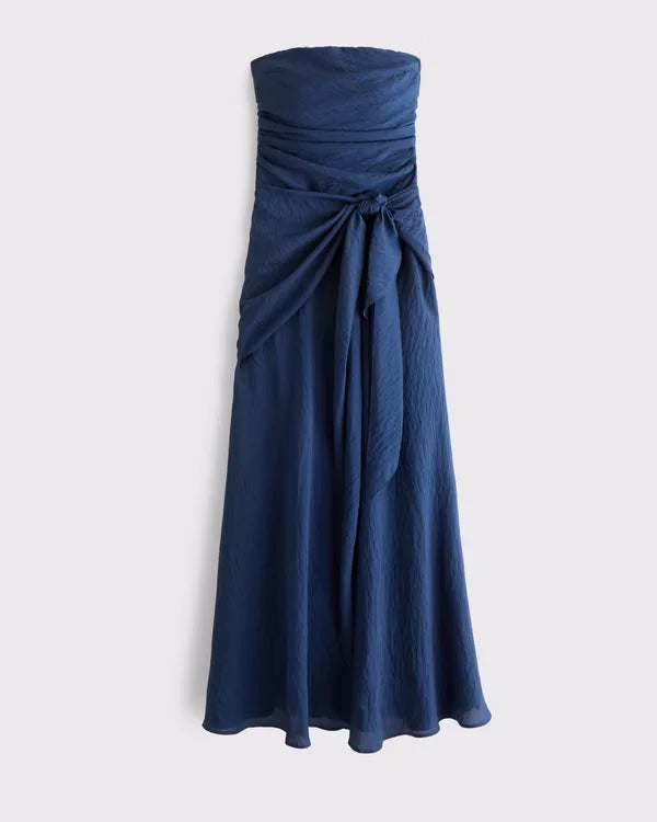 Bra-Free Strapless Draped Maxi Dress