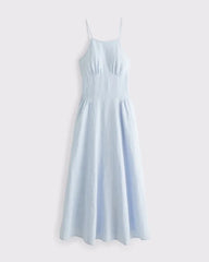 100% Linen A&F Dylan Halter Midi Dress