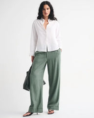 A&F Gemma Linen-Blend Wide Leg Pull-On Pant