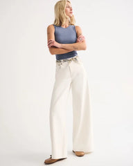 Linen-Blend High Rise Ultra Wide Leg Jean