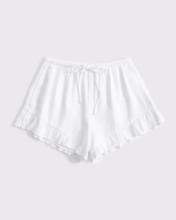 Linen-Blend Ruffle Pull-On Short