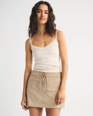 Vegan Suede Lace-Up Mini Skort