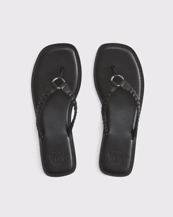 Genuine Leather Braided Flip-Flop Sandals