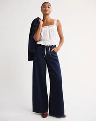 Curve Love Linen-Blend High Rise Ultra Wide Leg Jean
