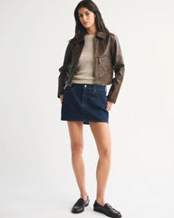 Short Vegan Leather Utility Jacket