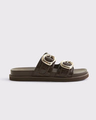 Embossed Crocodile Slide Sandals