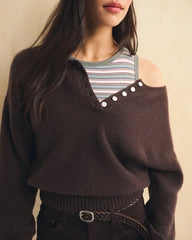 Merino-Wool Blend Henley Sweater