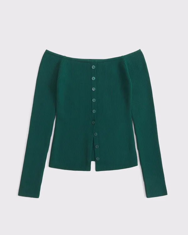 Off-The-Shoulder Button-Through Top