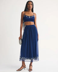 High Rise Embroidered Maxi Set Skirt