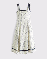 The A&F Mila Ric-Rac Linen-Blend Midi Dress