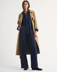Linen-Blend High Rise Wide Leg Jean