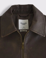 Short Vegan Leather Utility Jacket