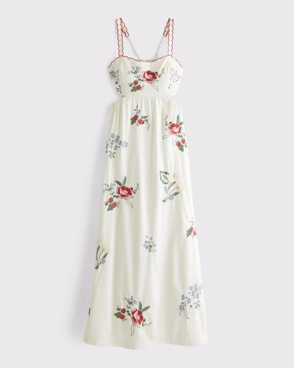 Bra-Free Embroidered Maxi Dress