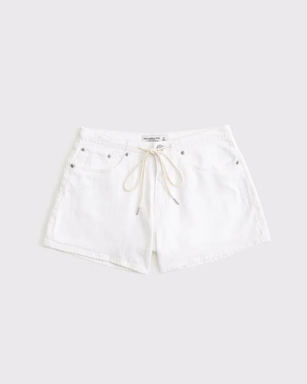 Curve Love High Rise Linen-Blend Denim Short